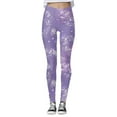 thumbnail image 3 of HXWCHs Women's Fashion Carnival Casual Galaxy Starry Print Yoga Leggings High Waisted Workout Pants for Running Fitness XXL Light Purple, 3 of 5