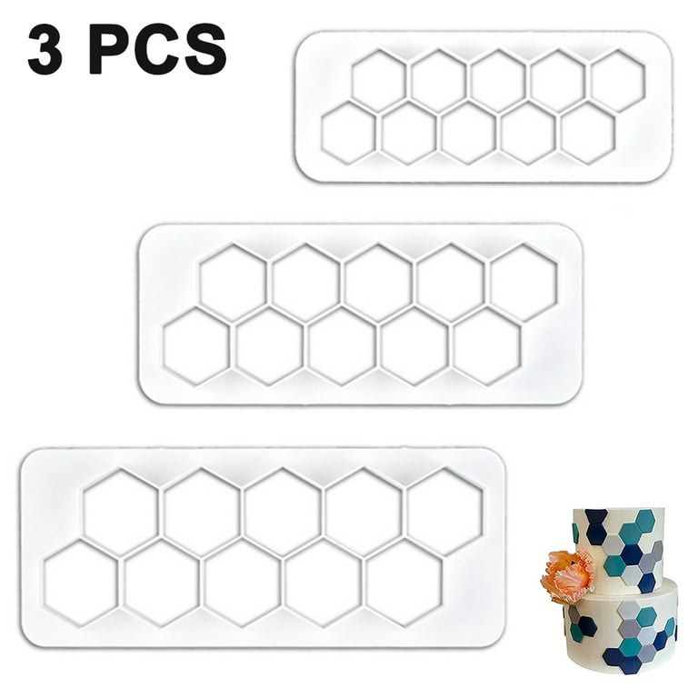 3 PCS Cake Stencils Set - Templates with Scraper for Decorating Dessert  Baking Buttercream Icing Molds Lace Mermaid,Hexagon 