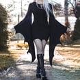 thumbnail image 3 of Sarkoyar Robe d'Halloween pour Femme à Lacets, Coupe Ajustée, Ourlet à Volants Irrégulier, Manches Évasées, Découpes, Col Rond, Couleur Unie, Vampires, Cosplay, Performance, Robe Maxi, 3 of 10