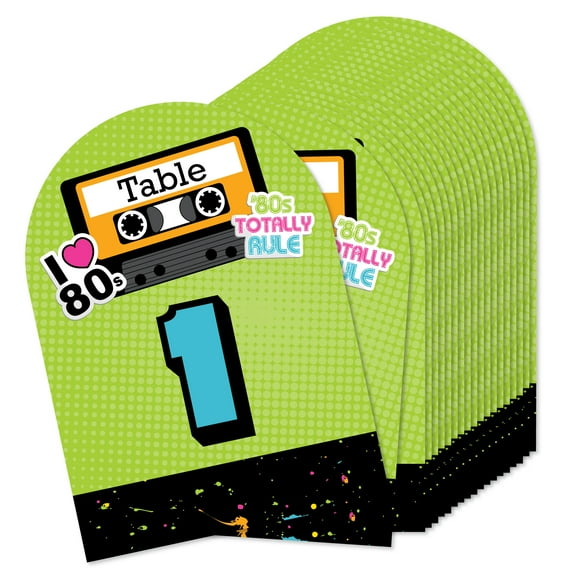 Big Dot of Happiness 80’s Retro - Totally 1980s Party Double-Sided 5 x 7 inches Cards - Table Numbers - 1-20