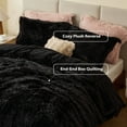 thumbnail image 2 of Intelligent Design Full/Queen Shaggy Faux Comforter Set, Long Fur Wave Spring Comforter Bedding Set, 3-Piece Warm Bed Set with Pillow Sham, Black, 2 of 8