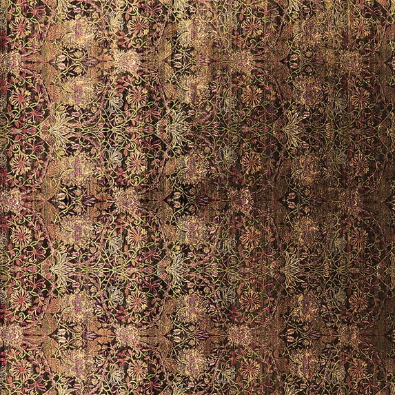 Ahgly Company Indoor Square Oriental Brown Industrial Area Rugs, 4' Square