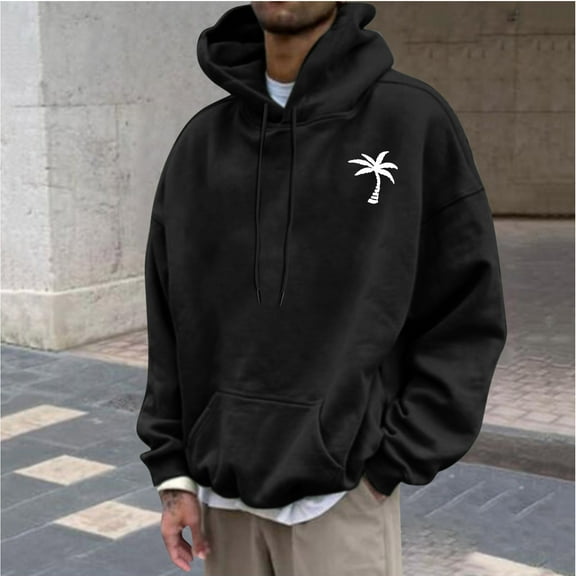 Yanghang Hoodies For Men Men's Hoodie Letter Rinted Pullover Long-sleeved Top Hooded Sweatshirts