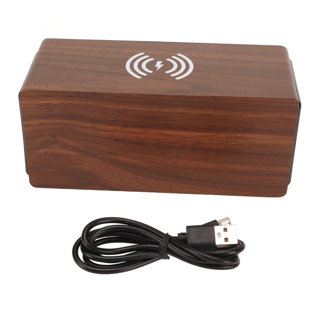 Wooden Digital Alarm Clock, Bluetooth Speaker Decor Adjustable LED Clock Safe For Home ANGGREK Otros