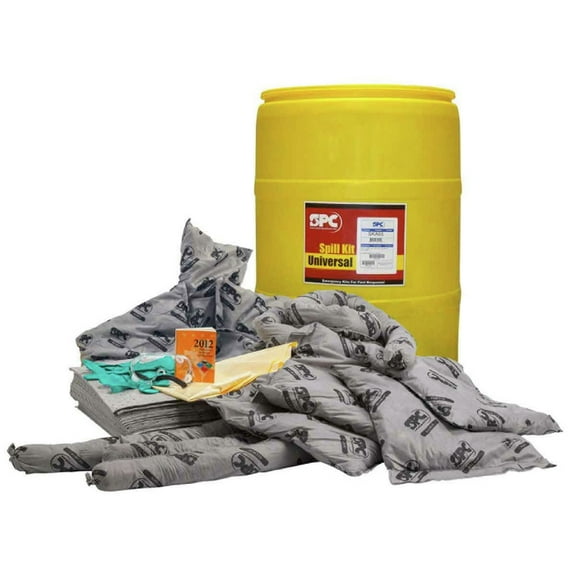 Spill Kit, 38 gal Volume Absorbed per Kit, 55 gal Capacity, Drum, Yellow