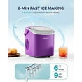 thumbnail image 3 of Countertop Ice Maker Machine with Handle, 26lbs Per Day, 9 Ice Cubes Ready in 6 Mins, Auto-Cleaning Portable Ice Maker with Basket and Scoop, for Home/Kitchen/Camping/RV (Purple), 3 of 10