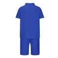 thumbnail image 5 of 2 Piece Short Sleeve Tracksuits for Men Quarter Zip Lapel V Neck Slim Fit Shirts with Drawstring Shorts Workout Jogging Casual Sets Blue,L, 5 of 6