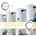 thumbnail image 4 of Teal Tulip Butterfly Blackout Curtains for Bedroom, Beige Turquoise Floral Blue Coastal Thermal Insulated Kitchen Drapes with Grommets, Light Blocking Window Treatment, 2 Panels 42" x 45", 4 of 7