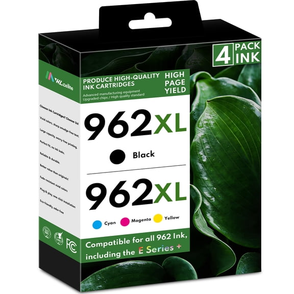 962 Ink Cartridges Compatible for HP 962 962 XL Ink Cartridges for 9015 9025 9018e 9015e 9010 Printer (4 Pack)