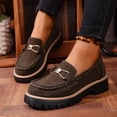 thumbnail image 6 of WHLBF Shoes for Women Round-Toe Thick-Heeled Casual Large-Size Frosted British Style Thick-Soled Loafers Size 8.5, 6 of 8