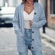 thumbnail image 4 of Chaquetas y abrigos casuales sin capucha de manga larga para mujer, cárdigans de punto de color liso, suéteres holgados de manga larga con bolsillos y botones, blusa de poliéster para mujer, 4 of 7