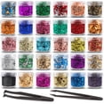 thumbnail image 1 of Escamas doradas para resina, 30 colores, escamas de lámina metálica, escamas doradas de colores, lámina artesanal con pinzas para resina, decoración de uñas, fabricación de joyas, moldes y pintura par, 1 of 5