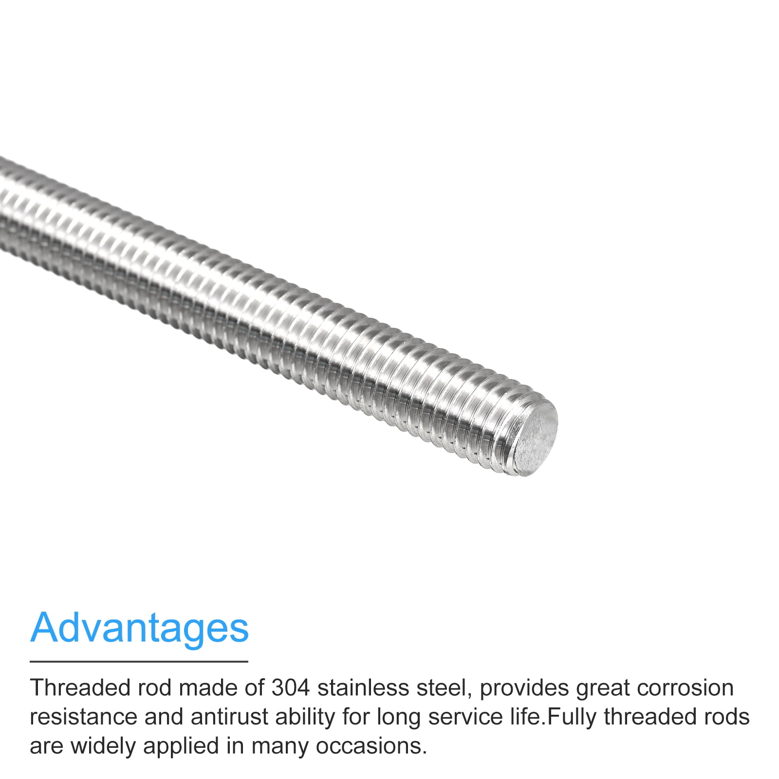 Fully Threaded Rod M10 x 250mm 1.5mm Pitch 304 Stainless Steel Right Hand 10pcs