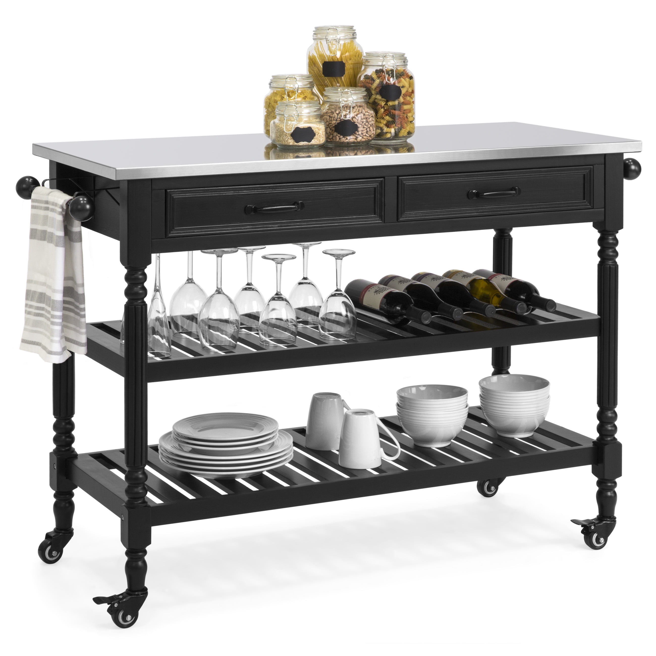Best Choice Products Dining Kitchen Island Storage & Bar Cocktail Cart