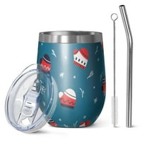 Christmas 12oz Stainless Steel Insulated Wine Tumbler with Lid and Straw – Double Wall Vacuum Mug for Hot & Cold Drinks, 304 Steel Interior, Sweat-Free Design