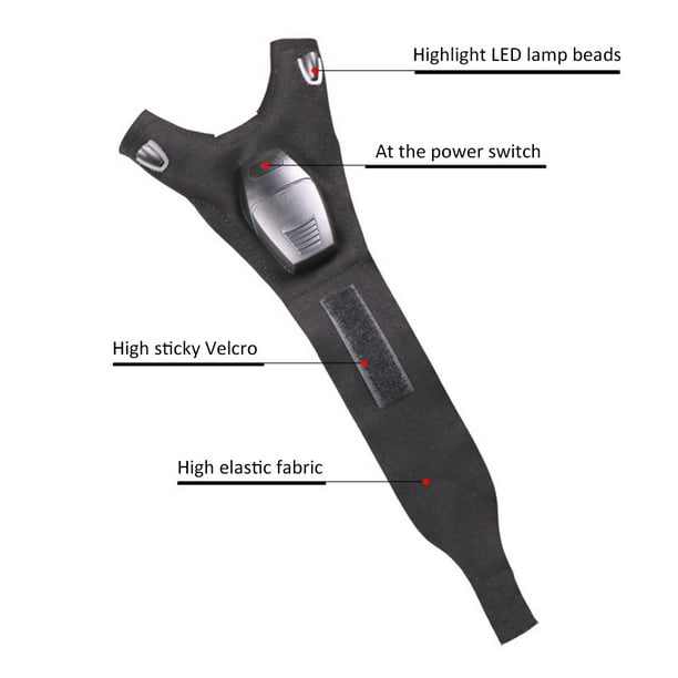 Guante de pesca con luz nocturna para mano derecha, guante para pesca nocturna al aire libre con luz LED, guantes sin dedos duraderos