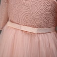 thumbnail image 6 of IBTOM CASTLE Flower Girls 3/4 Sleeve Deep V-Back Tulle Vintage Lace Wedding Party Long Dress Formal Princess Communion Pageant Maxi Gown 9-10 Years Pink, 6 of 8