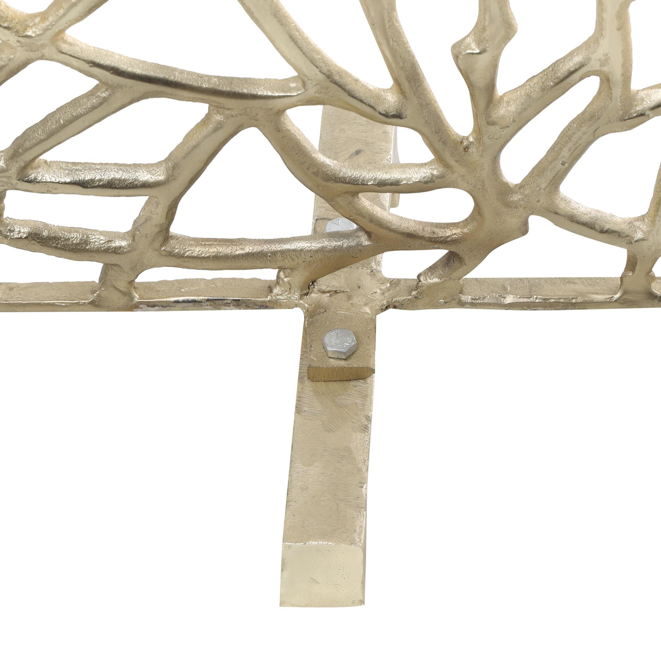 DecMode 35" x 34" Gold Aluminum Metal Coral Inspired Single Panel Abstract Fireplace Screen, 1-Piece