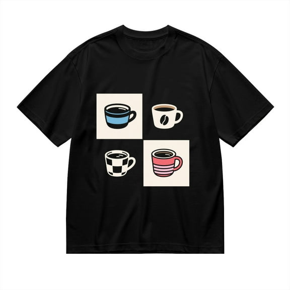 Black T Shirts for Men, Coffee Cup, Graphic Mens Graphic Tees, 24827684,S