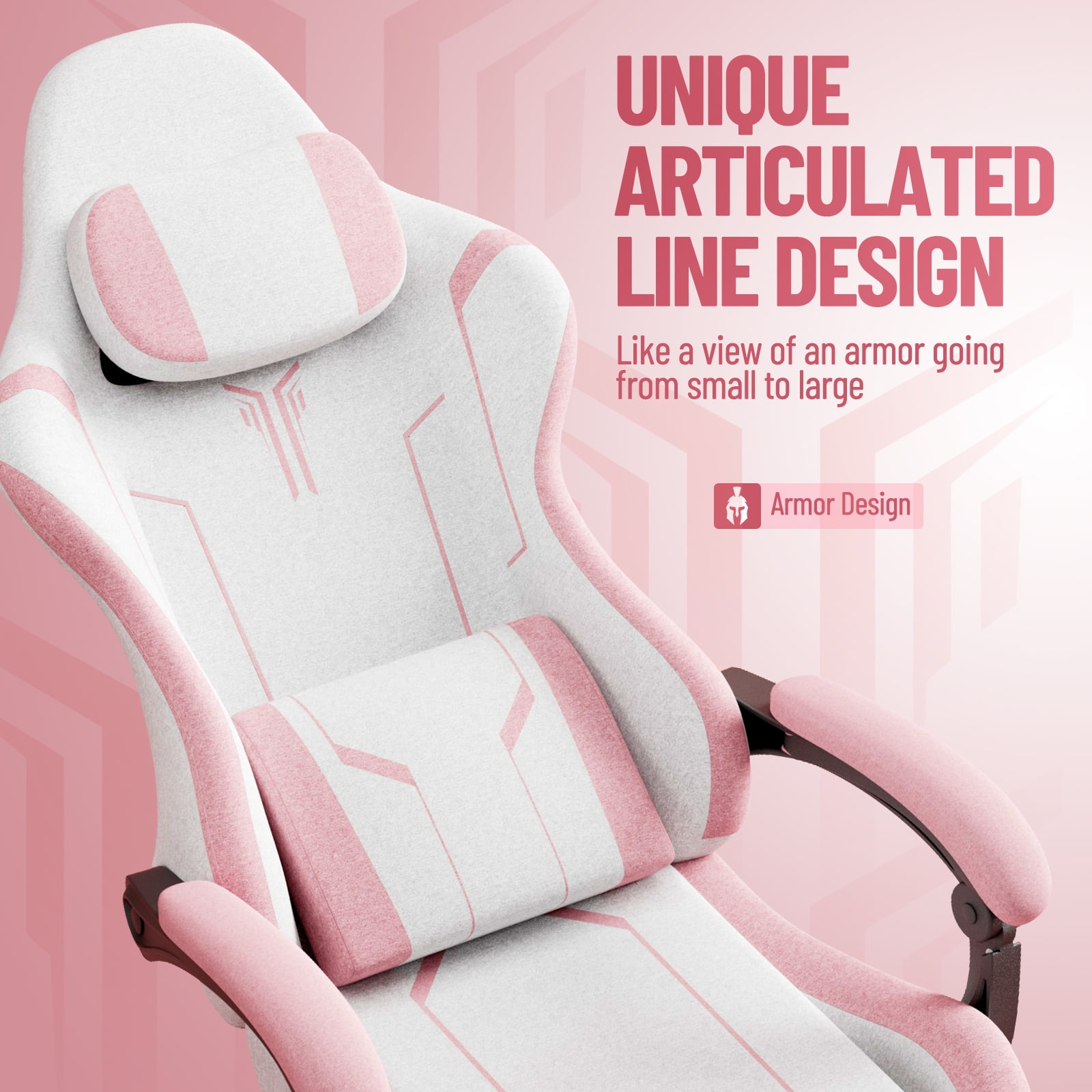 SOONTRANS Gaming Chair for Adults, Leather Office Chair with Footrest & Massage Lumbar Support, High Back Gamer Game Chairs, White/Pink