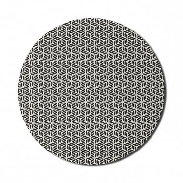 Abstract Mouse Pad for Computers, Continuing Illustration of Monotone Ornate Flower Inspired Strokes, Round Non-Slip Thick Rubber Modern Mousepad, 8" Round, Eggshell and Dark Grey, by Ambesonne