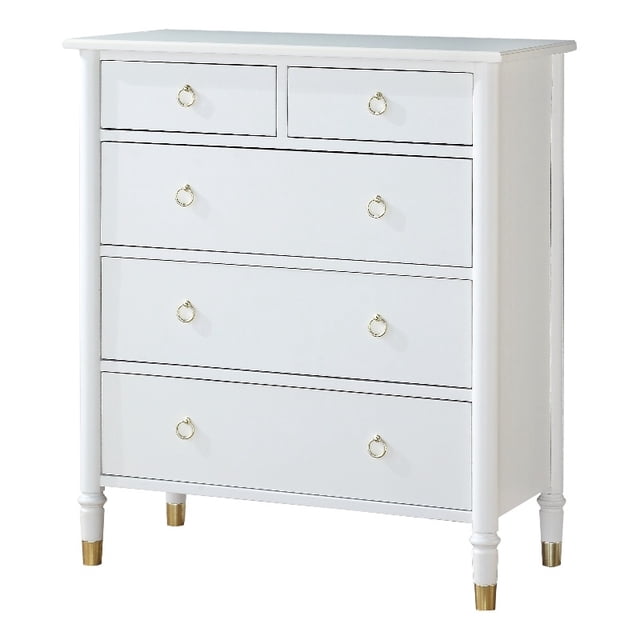 Comfort Pointe Jillian White Wood Five-Drawer Modern Style Chest