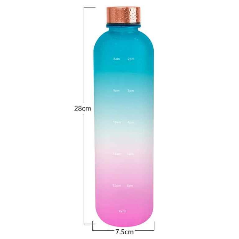 Filmotype 32 oz Time Marked Cute Water Bottles BPA Free Aesthetic & Frosted  Purple&Orange 
