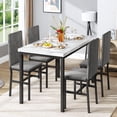 thumbnail image 1 of AWQM Dining Table Set for 4, 5-Piece Modern Dining Room Table Set with 4 Velvet Chairs, Marble Kitchen Table and Chairs Set, White+Grey, 1 of 11