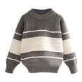 thumbnail image 1 of ShomPort Cable Knit Sweaters for Children Color Block Ribbed Cuff Mock Neck Stretchy Tees Blouses Fall Winter Pullover T-Shirts, 1 of 2