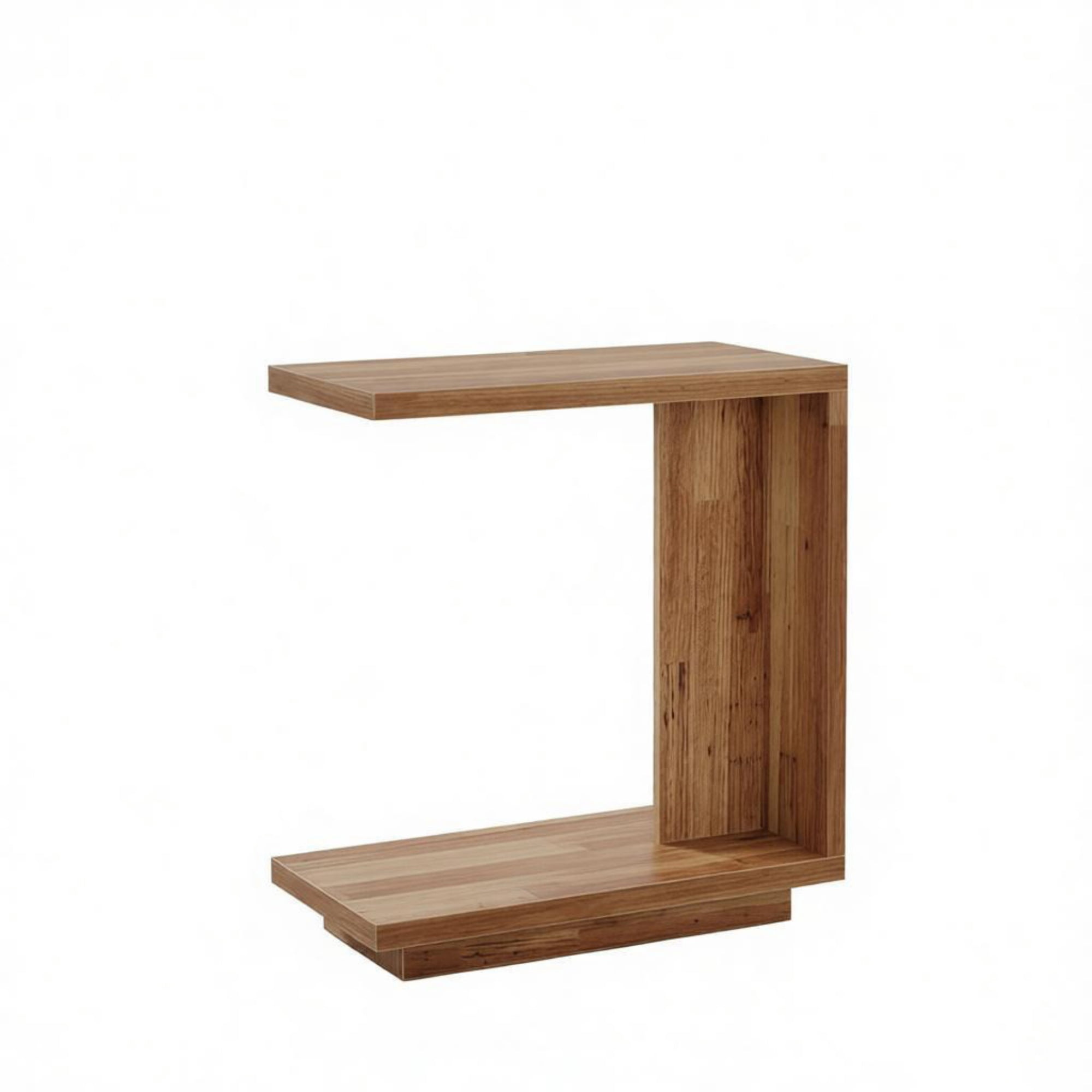 End Table, C-Shaped Side Table with 2 Open Shelves