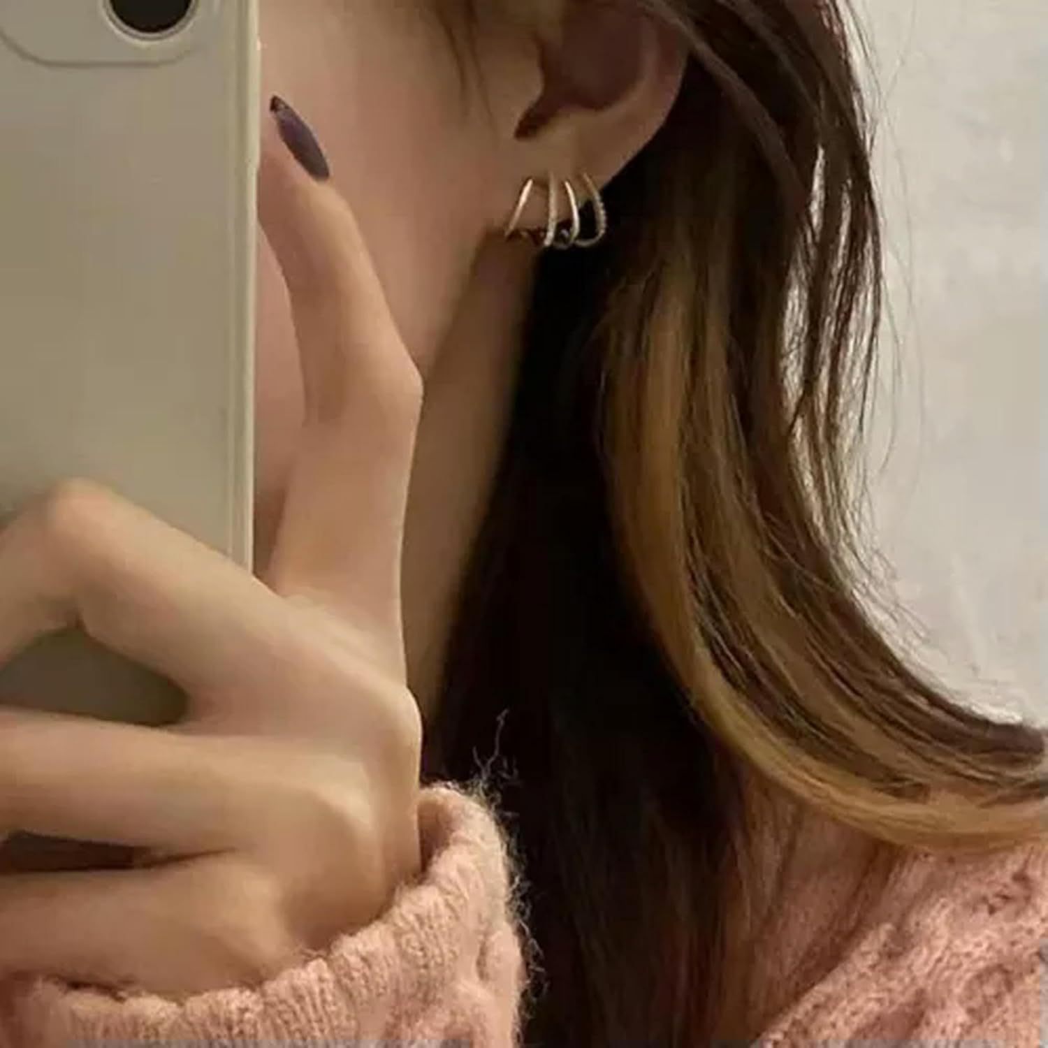 Women Claw Premium Cuff Crystal Gold Silver Earrings Classy Ear Stud Jewelry Ornaments*-Gold[d325]