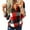 Red, variant on Womens Basic Casual V Neck Plaid Print Cotton Cuffed Long Sleeve Work Tops Blouses Shirts