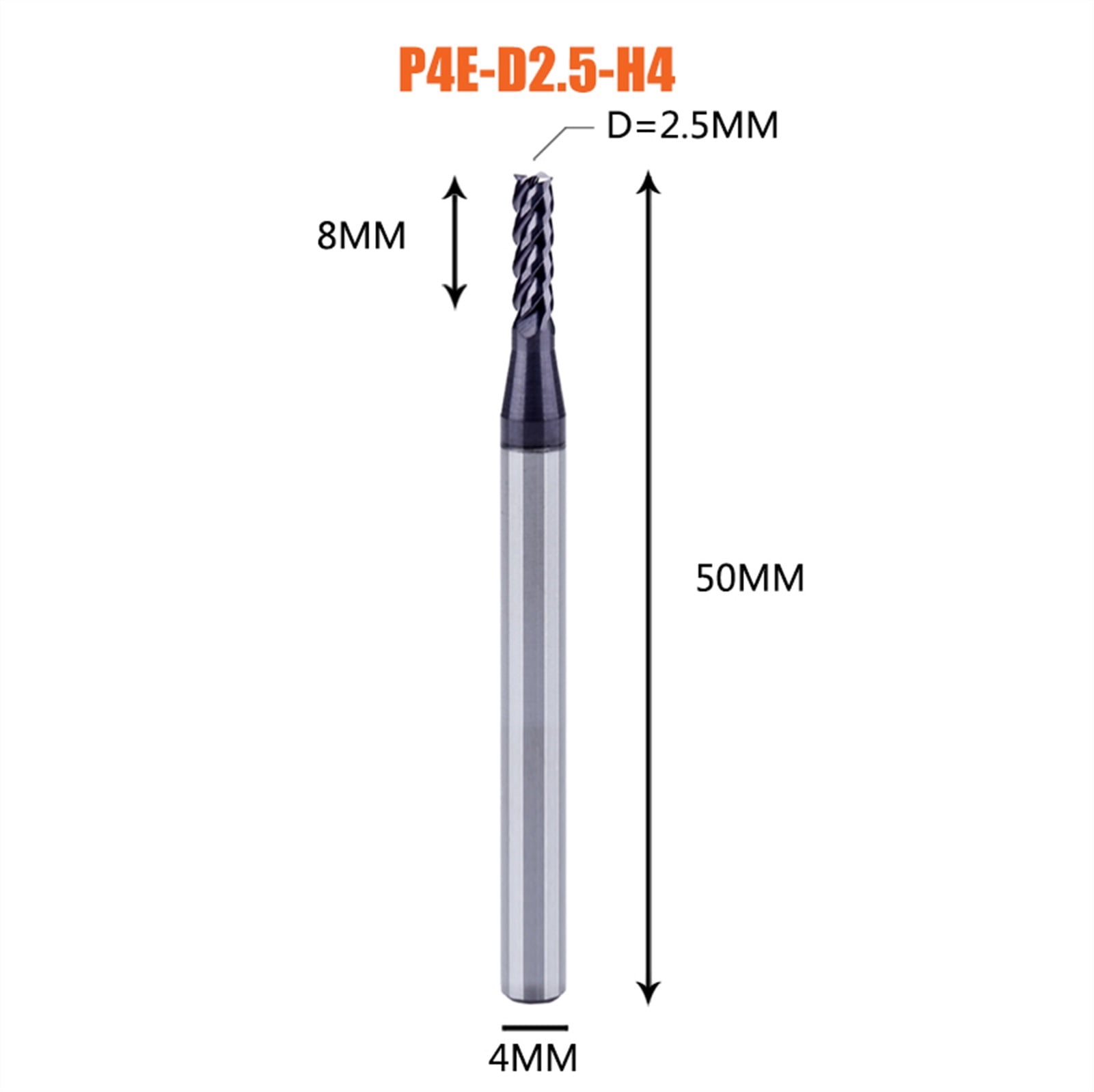 1pc Tungsten Carbide End Mill 4 Flutes Cnc End Milling Cutter Tools  Slot Machining Coated End Mills