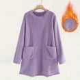 thumbnail image 3 of Lenpel Women's Plus Size Fleece Sweatshirts Long Sleeve Mock Neck Fuzzy Oversized Sweatshirts Plus Warm Pullover Tunic Tops with Pockets(Purple,X-Large), 3 of 3