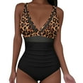 thumbnail image 2 of Maillot de Bain pour Femmes avec Design Imprimé Multicolore, Coupe Ajustée, Bas avec Jupe Intégrée, Bretelles Larges Réglables, Fente Latérale, Tenue de Vacances Toutes Saisons, 2 of 6