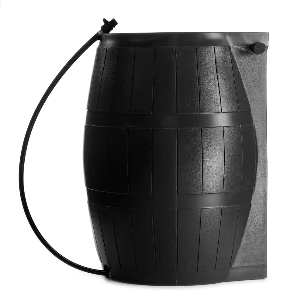 FCMP Outdoor 50-Gallon BPA Free Home Rain Water Barrel, Black (2 Pack)