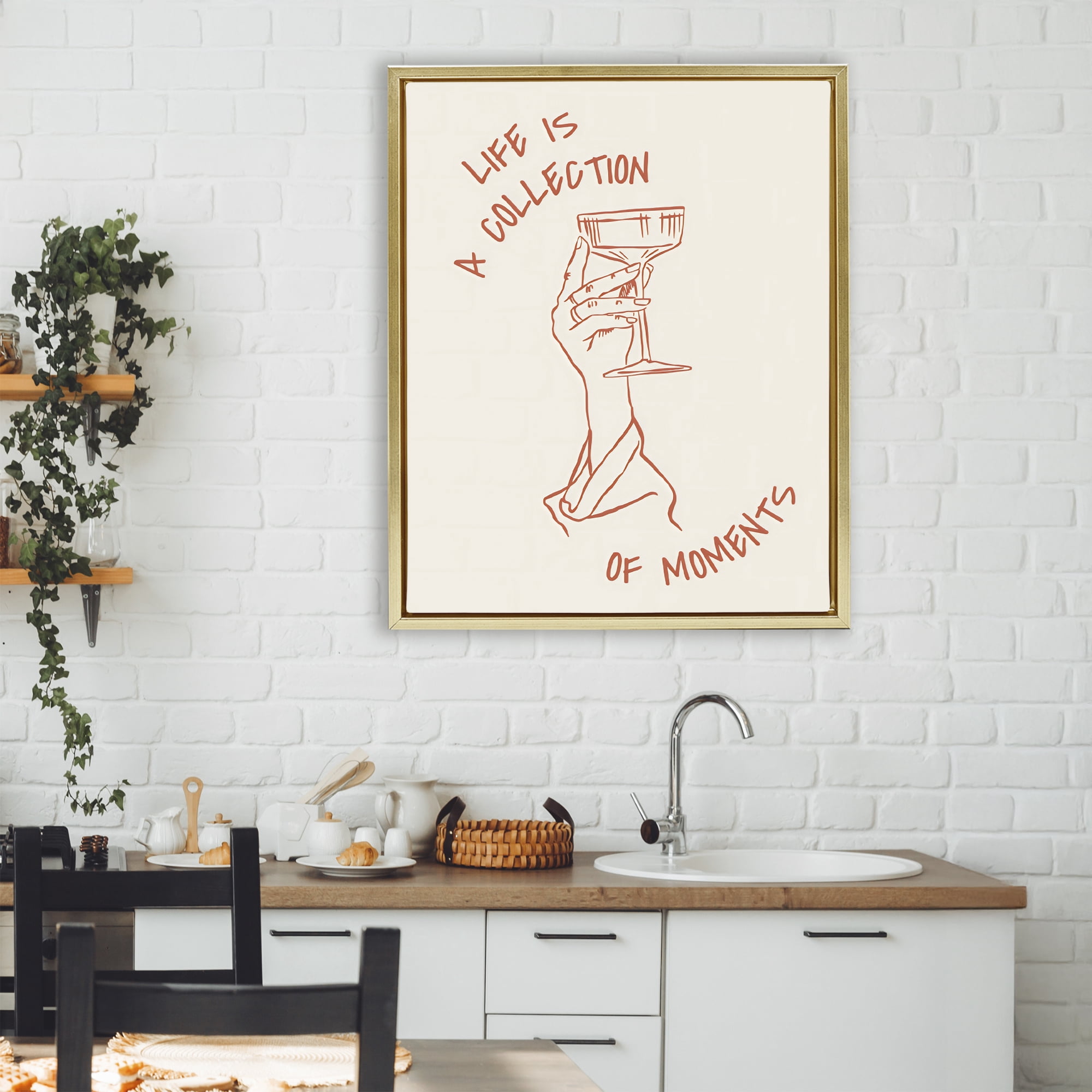 Stupell Industries Life Is A Collection of Moments Toast Gold Framed Floater Canvas Wall Art, design by The Prints Vibe