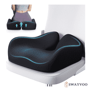 Swayvoo Contoured Memory Foam Seat Cushion for Office Chair & Car Seat – Sciatica, Tailbone & Back Pain Relief Support Cushion Black