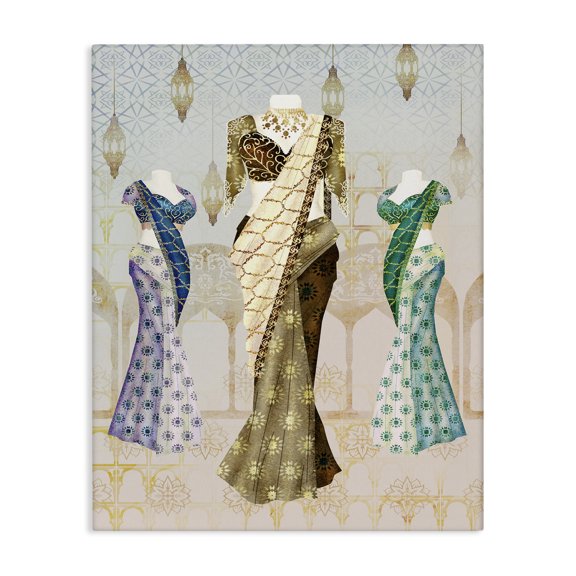 Stupell Industries Bohemian Eastern Glam Fashion on Geometric Arabesque Background Canvas Art, 30 x 40, by Ziwei Li