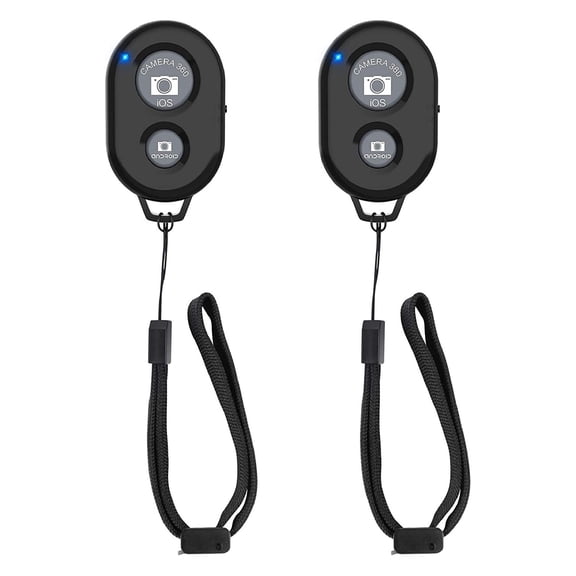Wireless Camera Remote Shutter for Smartphones (2 Pack), Wireless Phone Camera Remote Control Compatible with iPhone/Android Cell Phone - Wrist Strap Included