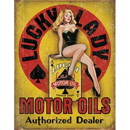 Vintage LUCKY LADY Motor Oil Sticker (gas gasoline logo old rat