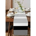 thumbnail image 4 of Black Stripe Table Runner Cotton Linen 120 Inch Holiday Dresser Scarves, Modern Rustic Horizontal Black Striped Tablerunner for Kitchen Coffee Dining Bedroom Dinner Scarf Décor 13''x120'', 4 of 9