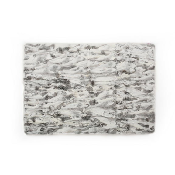 Noble House Akers Glam Fur Throw Blanket in Gray and White