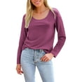 thumbnail image 7 of BLVB Scoop Neck Long Sleeve Tops for Women Loose Fit T-Shirts Casual Fall Layer Trendy Basic Tees Shirts for Ladies, 7 of 7