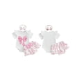 thumbnail image 2 of BemeyourBBs Newborn Baby Girls Summer Clothes Short Sleeve Bow Embroidery Romper Ruffle Shorts Set Headband Infant Baby Girl Summer Outfits, 2 of 9