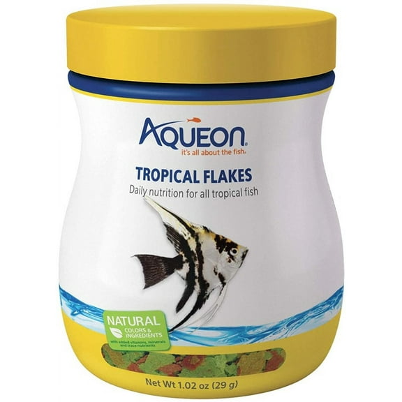 Aqueon Tropical Flakes Fish Food [Aquarium Tropical Fish Food, Aquarium Supplies] 9.18 oz (9 x 1.02 oz)