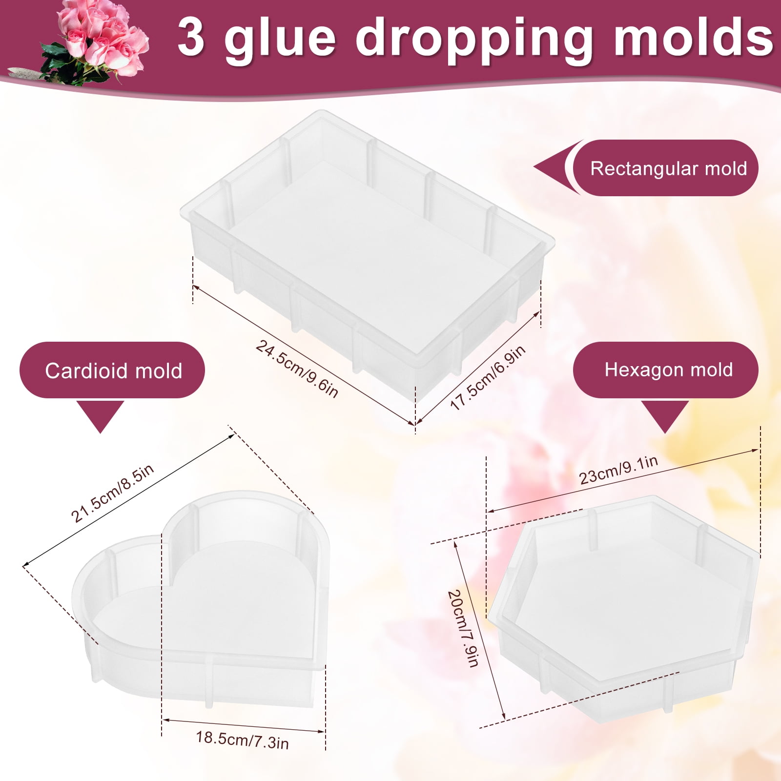  2 Pack Large Resin molds and 1 Pack Love molds for epoxy Resin  Hexagon Silicone molds for Home Decor,Heart Book Resin kit for DIY Wedding  Bouquet Preservation : Arts, Crafts 