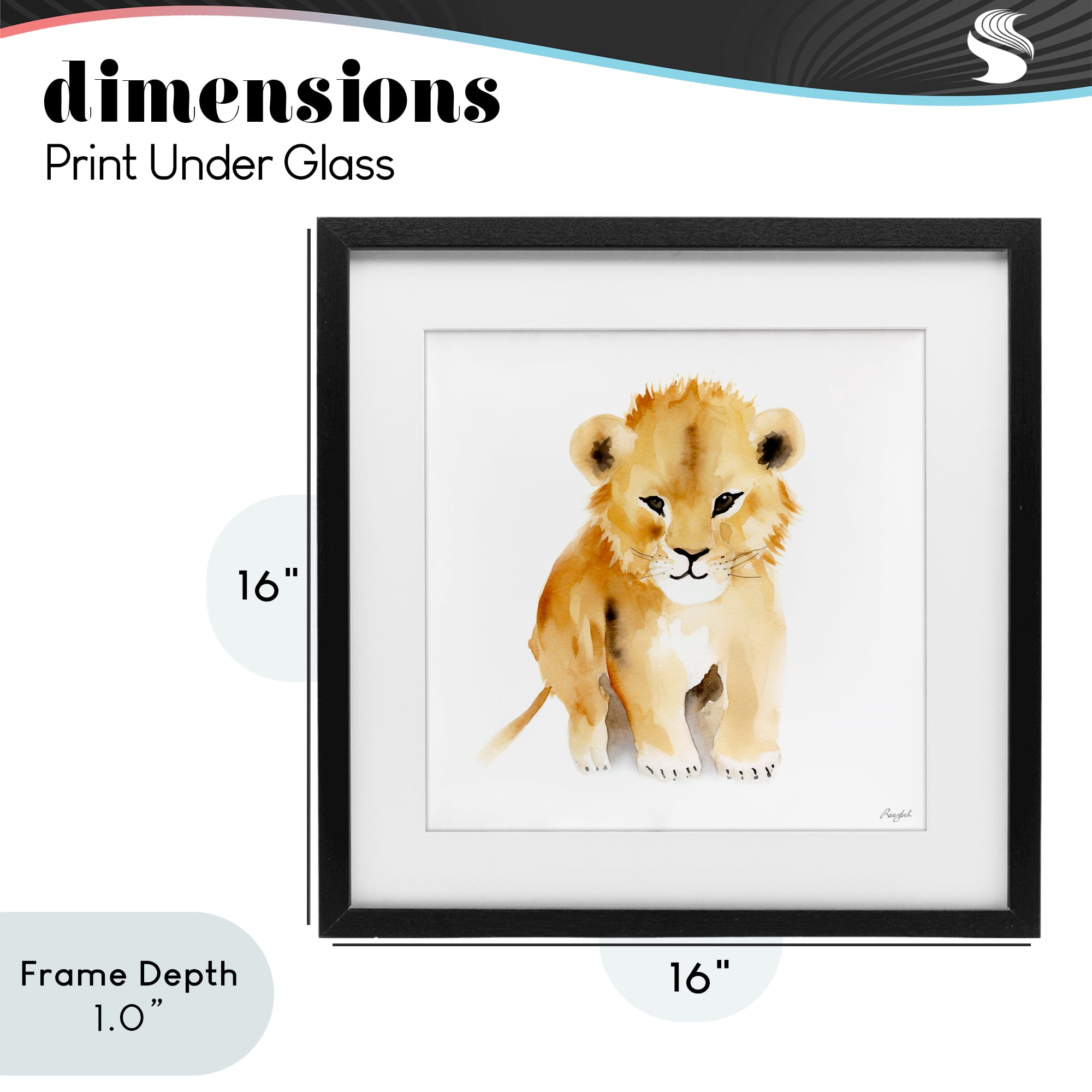 Stupell Industries Minimal Lion Cub Black Framed Print Under Glass, design by Roozbeh