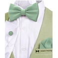 thumbnail image 4 of Men's Green Fern Bow Tie with Handkerchief & Cufflinks Pre-Tied Style Formal Satin Classic Bowtie for Tuxedo Faux Silk, by Adam Young (Large, Deep Sage), 4 of 5