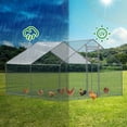 thumbnail image 6 of Alvantor 10ft x 10ft Walk-in Metal Chicken Coop Run with Waterproof PE Cover Galvanized Steel Frame Lockable Door Hexagonal Wire Mesh, 6 of 10